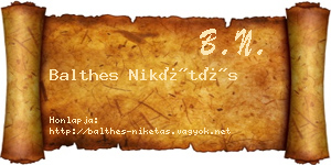 Balthes Nikétás névjegykártya
